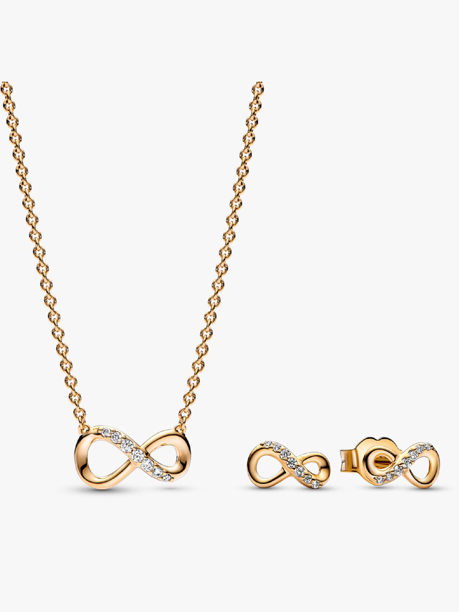 Gold Sparkling Infinity Necklace and Earrings Set