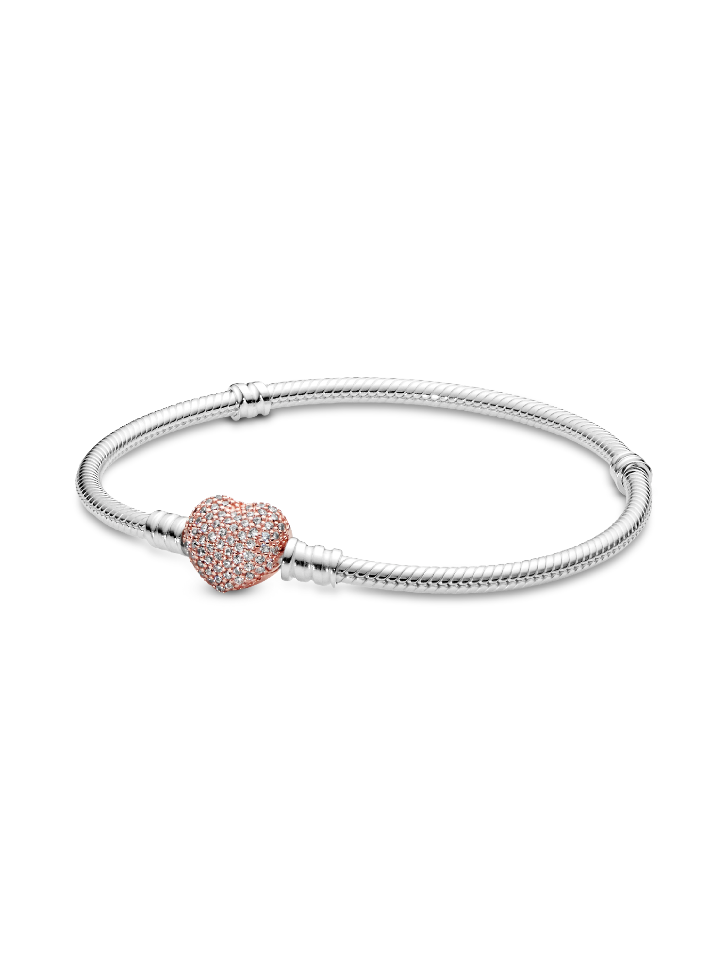 Pavé Heart Clasp Snake Chain Bracelet