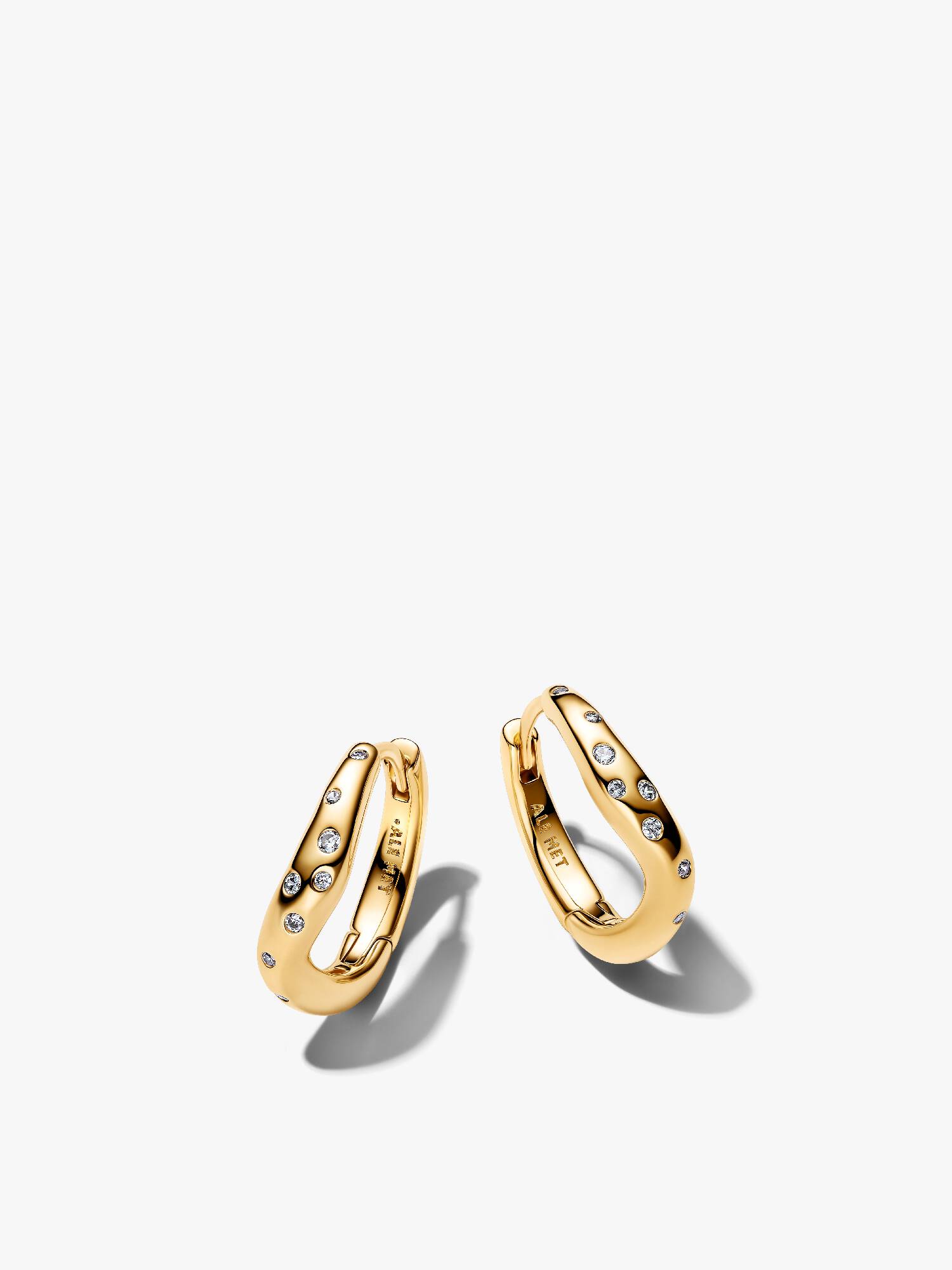 Organically Shaped Stone-Set Hoop Earrings