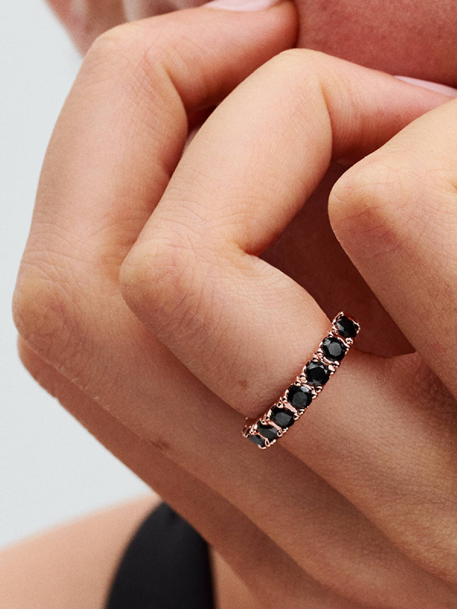 Black Sparkling Row Eternity Ring