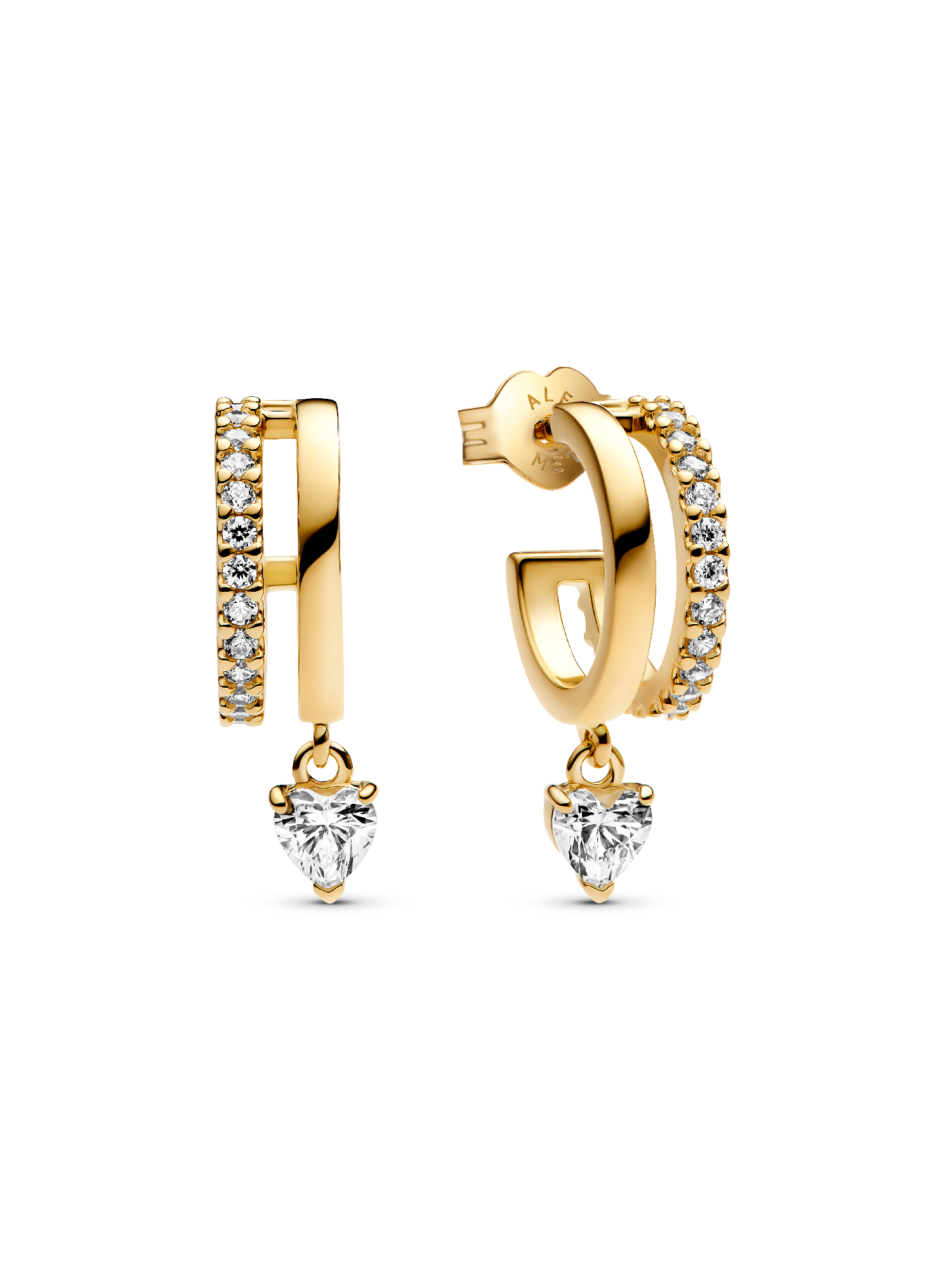 Dangling Heart Hoop Earrings