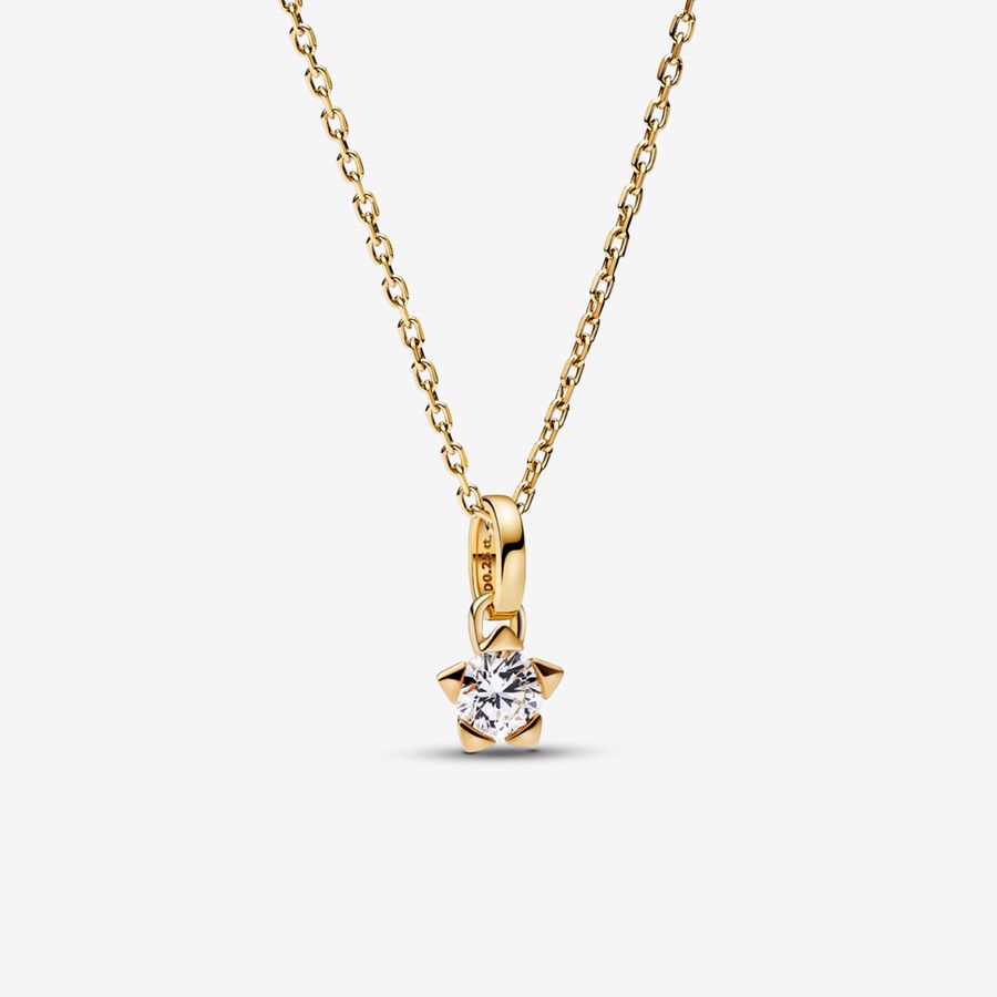 Pandora Talisman 14k Gold Lab-grown Diamond Star Pendant Necklace image number 0