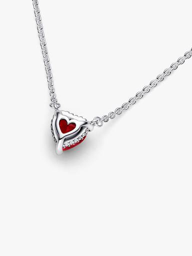 Sparkling Heart Halo Pendant Collier Necklace