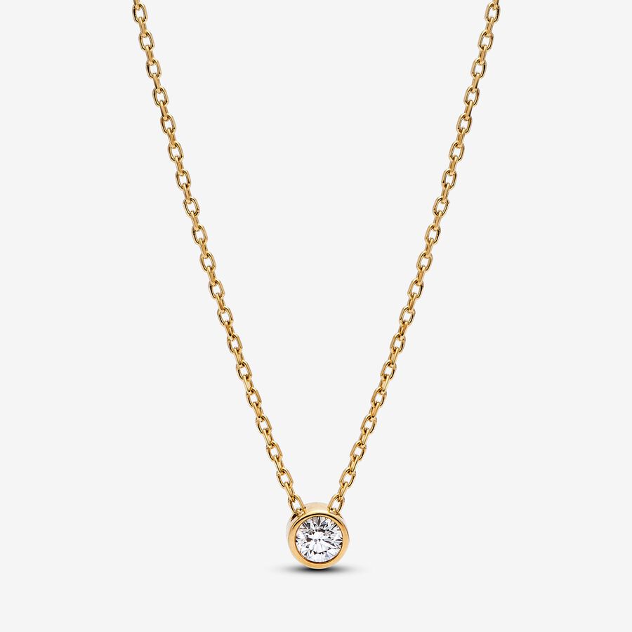 Pandora Era Bezel 14k Gold Lab-grown Diamond Pendant Necklace image number 0