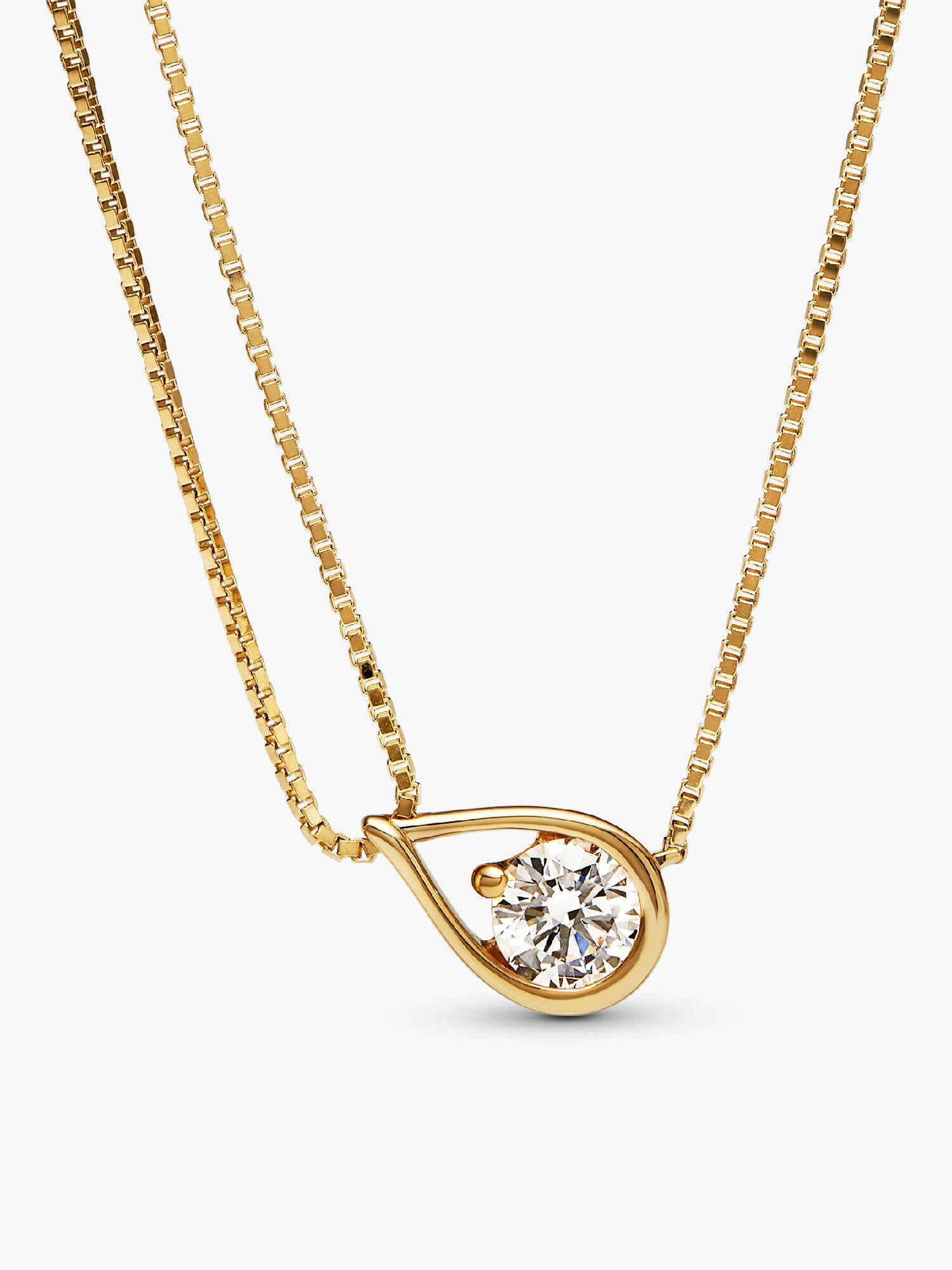 Pandora Infinite 14k Gold Lab-grown Diamond Double Chain Collier Necklace