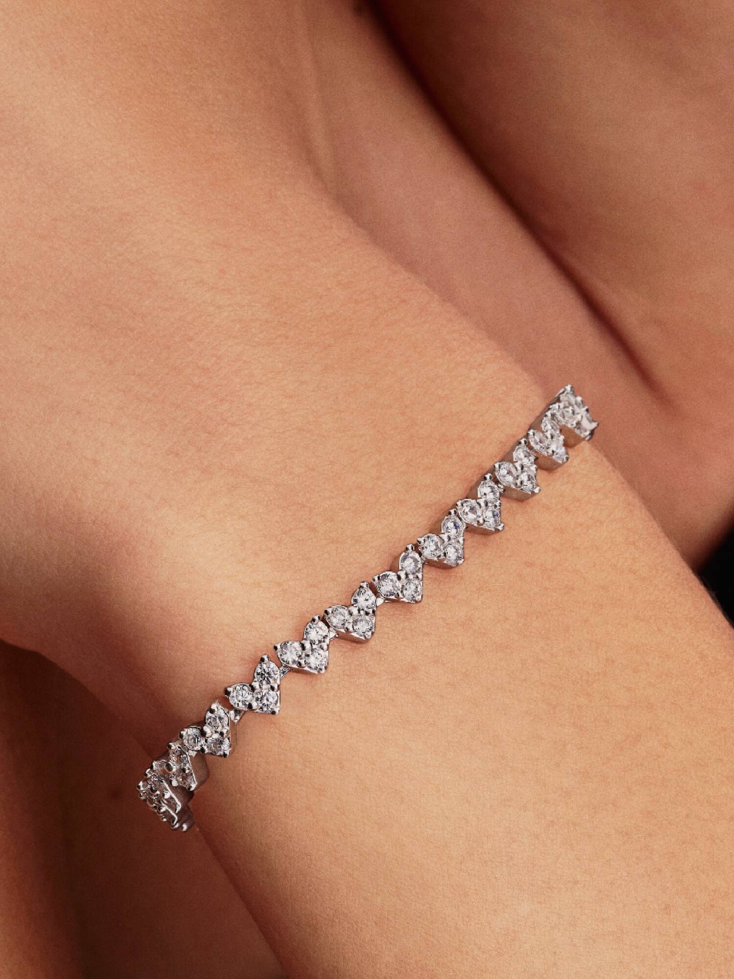 Triple Stone Heart Bracelet