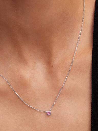 Pandora Era Bezel Sterling Silver Pink Lab-grown Diamond Pendant Necklace