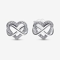 Sparkling Infinity Heart Stud Earrings | Pandora UK