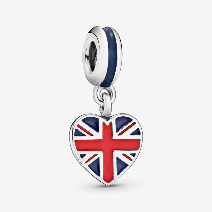 Great Britain Union Jack Heart Dangle Charm image number 0